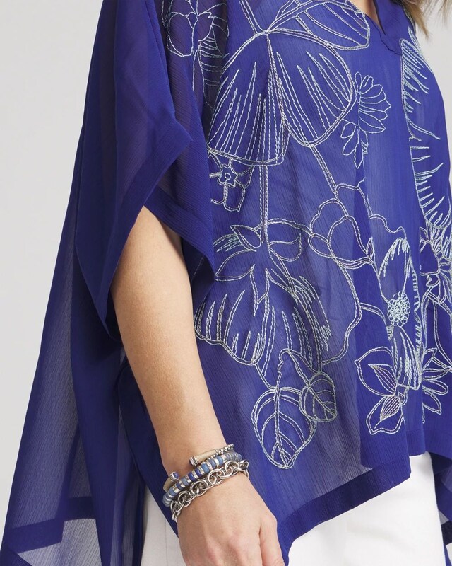 Woven Crinkle Chiffon Poncho - image 4
